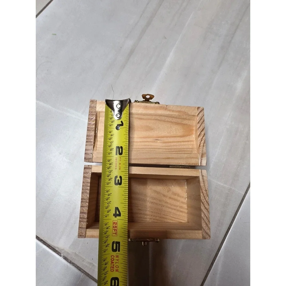 Unfinished Wood Treasure Chest Small Jewelry‎ Box Craft Storage Gold Latch E2